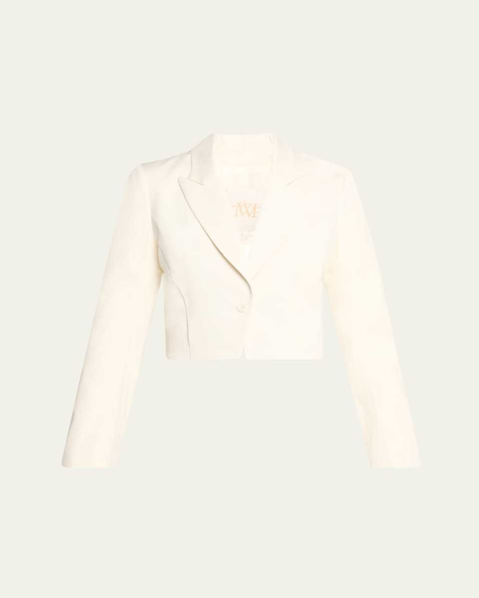Cotton Tux Wool Blazer with Pleat Placket